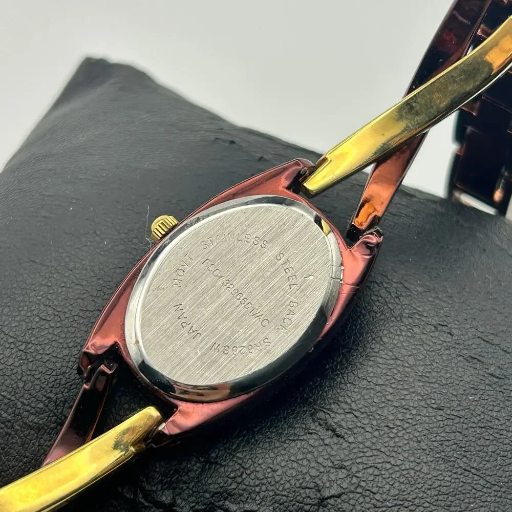 Women’s Gold & Metallic Brown Watch Working New Battery
